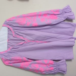 Purple V Neck with Embroidered Sleeves